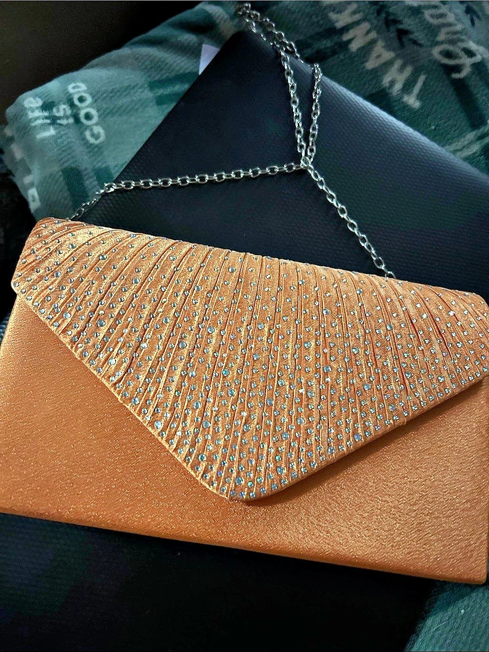 Orange Embellished elegant purse / Clutch
